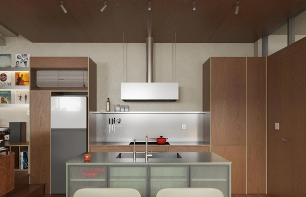 304 스테인리스 스틸을 사용한 주방 공간을 갖춘 건물 디자인. 사진: T&PAC Architects