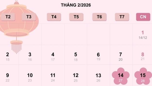9일 뗏 연휴 제안…2026년 2월 14~22일