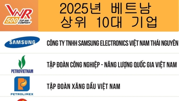 [인포그래픽] 2025년 베트남 최대 상위 10대 기업, 삼성 베트남 공장 선두
