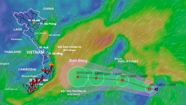 [날씨] 베트남 중부, 열대저기압 태풍화…홍수 피해 직격탄 우려, 26일 남중부 상륙 예상