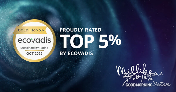 Milliken & Company has earned a gold rating in the 2025 EcoVadis assessment for the fourth consecutive year, placing the company among the top 5% of more than 150,000 organizations evaluated around the world.